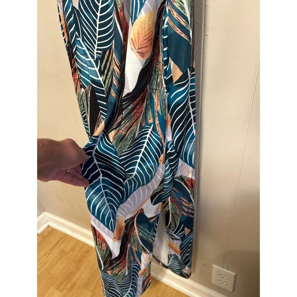 XIEERDUO Sleeveless Tropical Leaf Print Maxi Dress - Picture 4 of 4